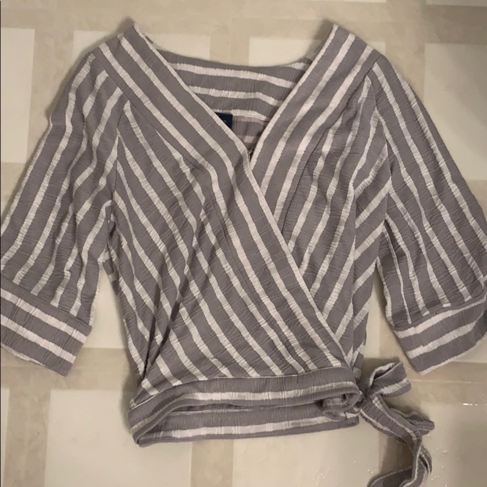 Striped tie blouse!